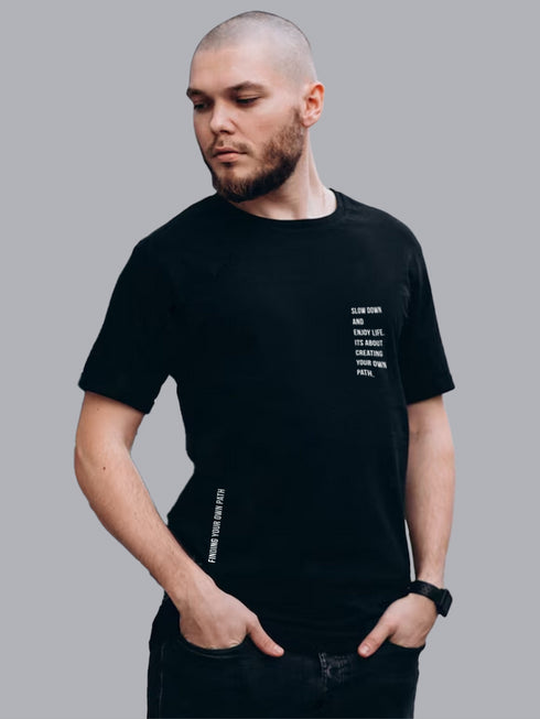 Black Solid Oversized Crew Neck T-shirt